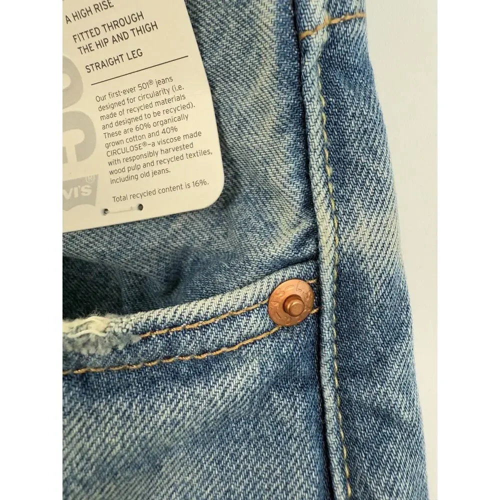 Levi's Premium Women 501 Original Fit Mid Rise Straight Leg Jeans 28x32 Blue NWT - Picture 9 of 16